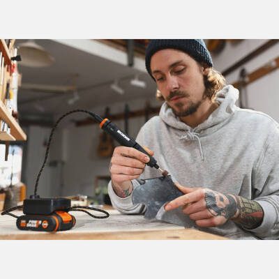 WORX WX739 MAKERX 20Volt 2.0Ah. Kömürsüz Profesyonel Kalem Tipi Devir Ayarlı Gravür Seti + 34 Parça aksesuar - 5 data-big=