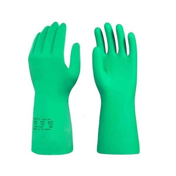 Yeşil Nitril Eldiven - Kimyasal Eldiveni - M Beden - 1